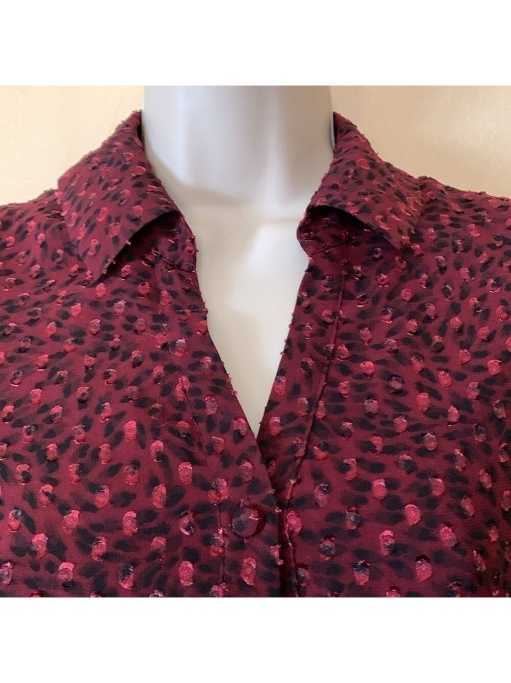 Masion Jules cranberry chiffon dress with smocked waist size S - Picture 3 of 11